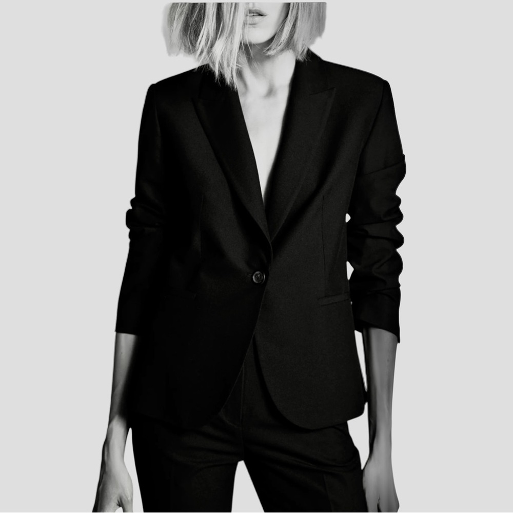 Zara Black Single-Button Tailored Blazer
